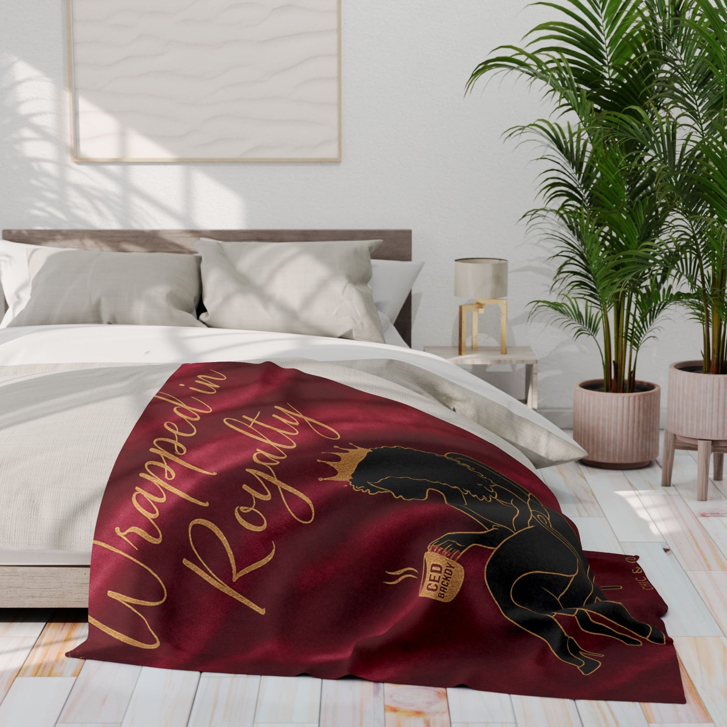 Wrapped in Royalty Fleece Blanket | Luxurious Self-Care Throw for Empowerment, Home Décor & Thoughtful Gifting