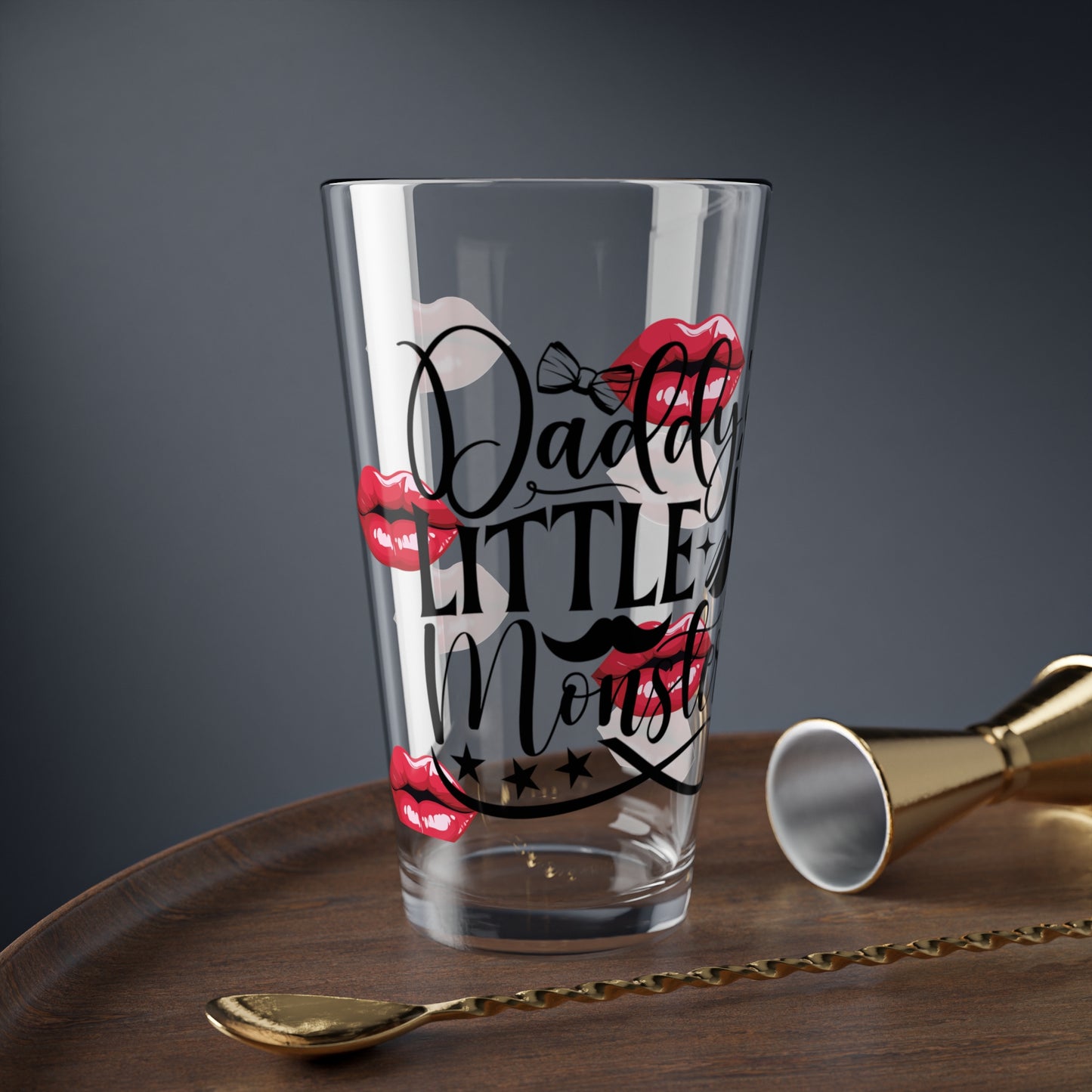 Daddy's Little Monster Mixing Glass | 16oz Barware for Parties, Gifts, and Home Entertaining