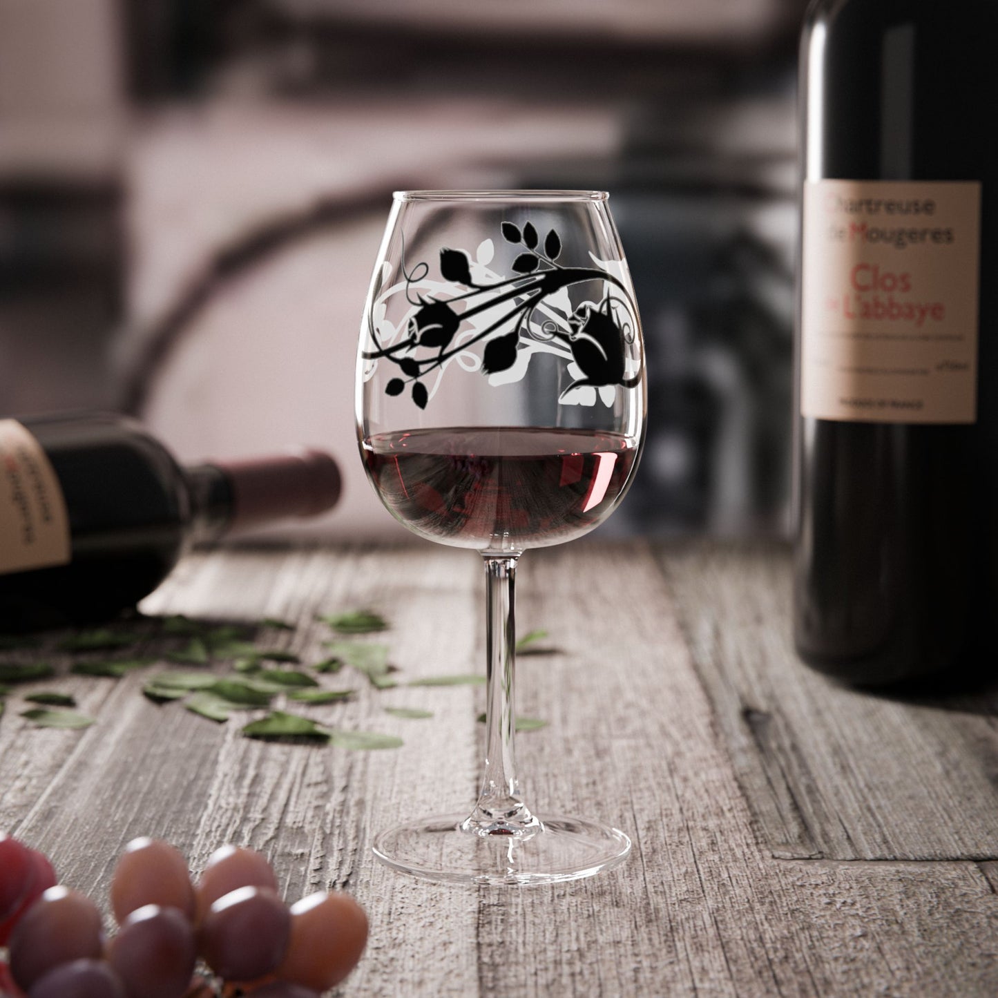 Elegant Floral Wine Glass | 12oz Stemware for Weddings, Anniversaries, Home Decor & Celebratory Gifts
