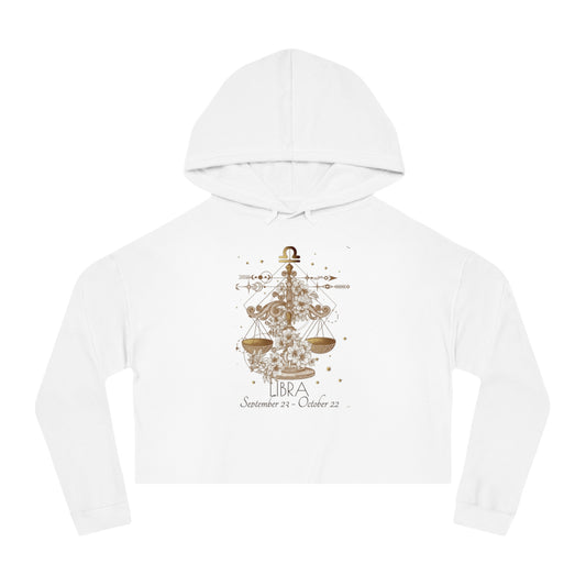 ✨ Libra Chic Cropped Hoodie with Festive Design | Women’s Casual Pullover | Holiday Gift | Cozy Sweatshirt | Seasonal Style 🎄