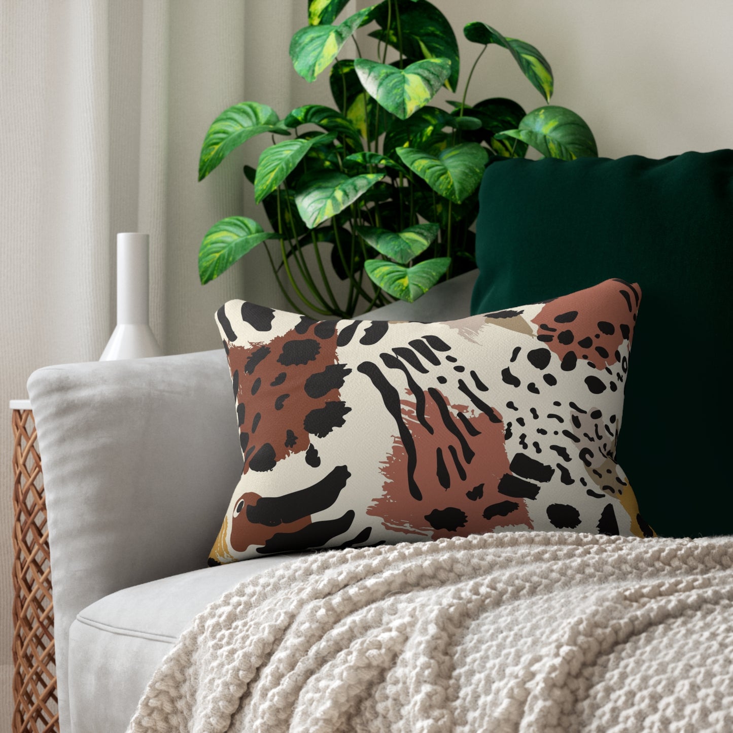 WildMuse Lumbar Pillow | Boho Animal Print Sofa Cushion, Decorative Accent for Home, Gift for Design Lovers