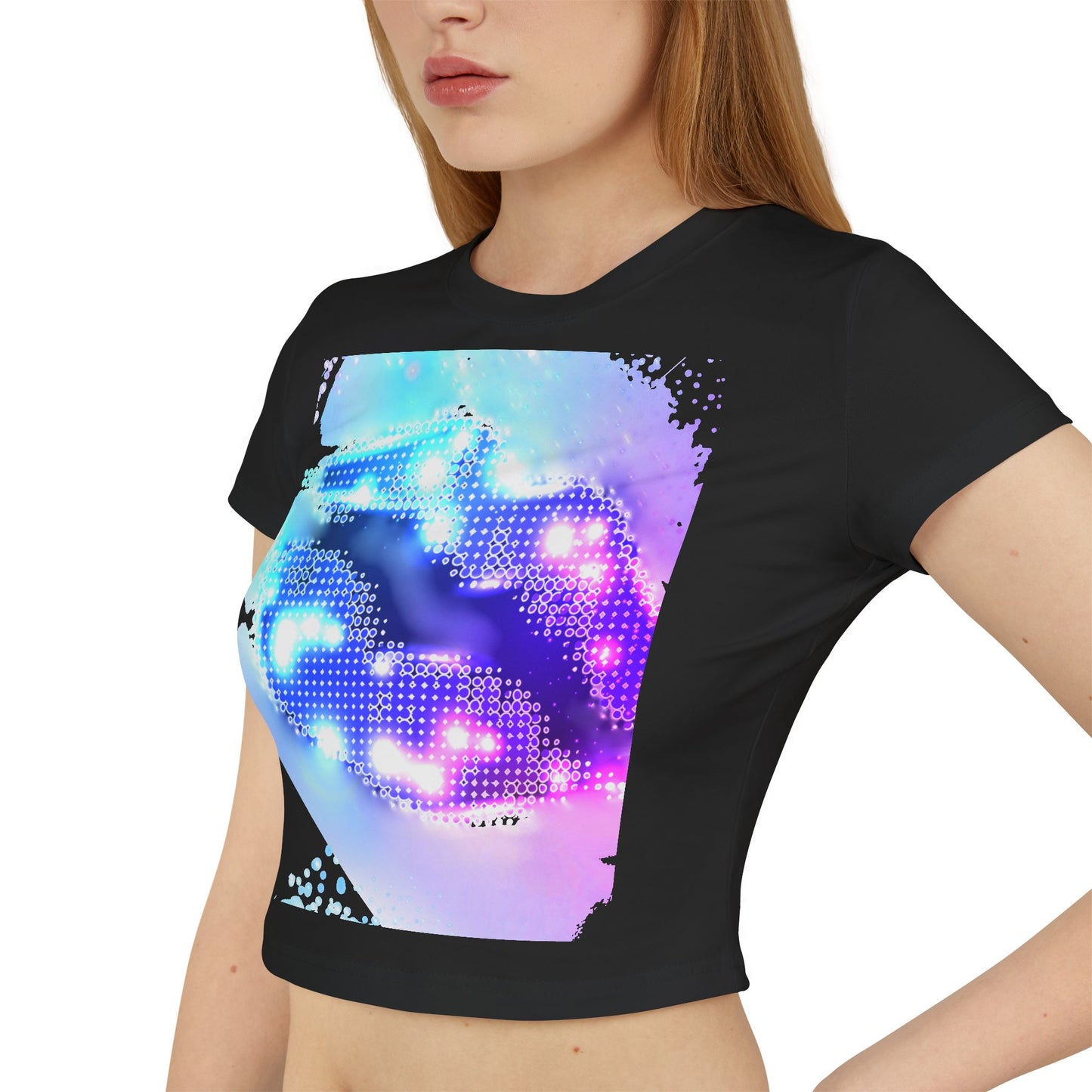 š Cosmic Lips Baby Tee Trendy Womenās Graphic Crop Top | Festival Wear, Summer Street Style & Bold Everyday Looks
