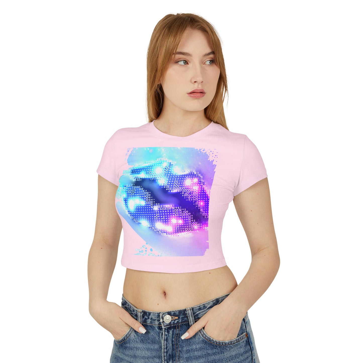 š Cosmic Lips Baby Tee Trendy Womenās Graphic Crop Top | Festival Wear, Summer Street Style & Bold Everyday Looks