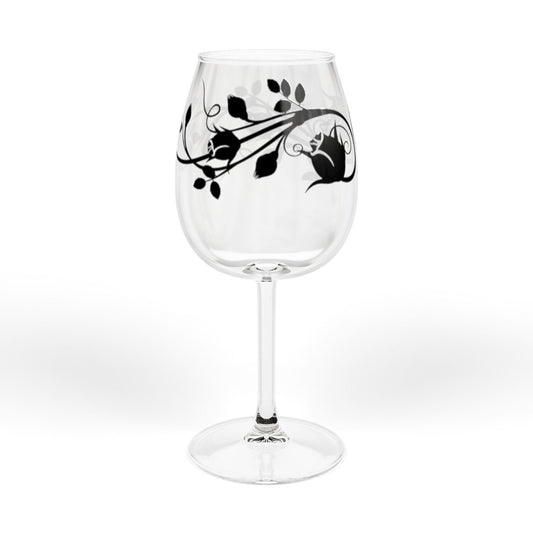 Elegant Floral Wine Glass | 12oz Stemware for Weddings, Anniversaries, Home Decor & Celebratory Gifts