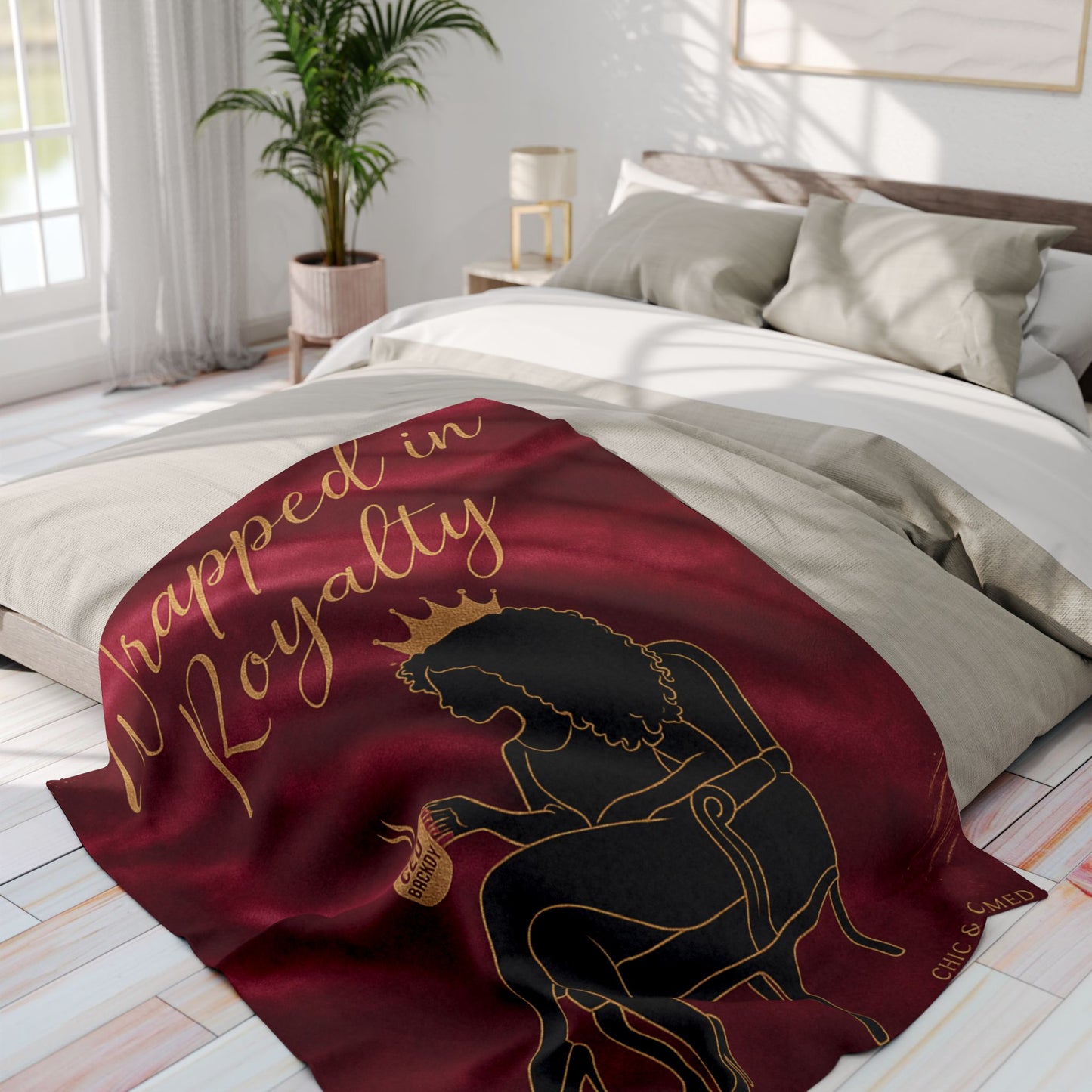 Wrapped in Royalty Fleece Blanket | Luxurious Self-Care Throw for Empowerment, Home Décor & Thoughtful Gifting