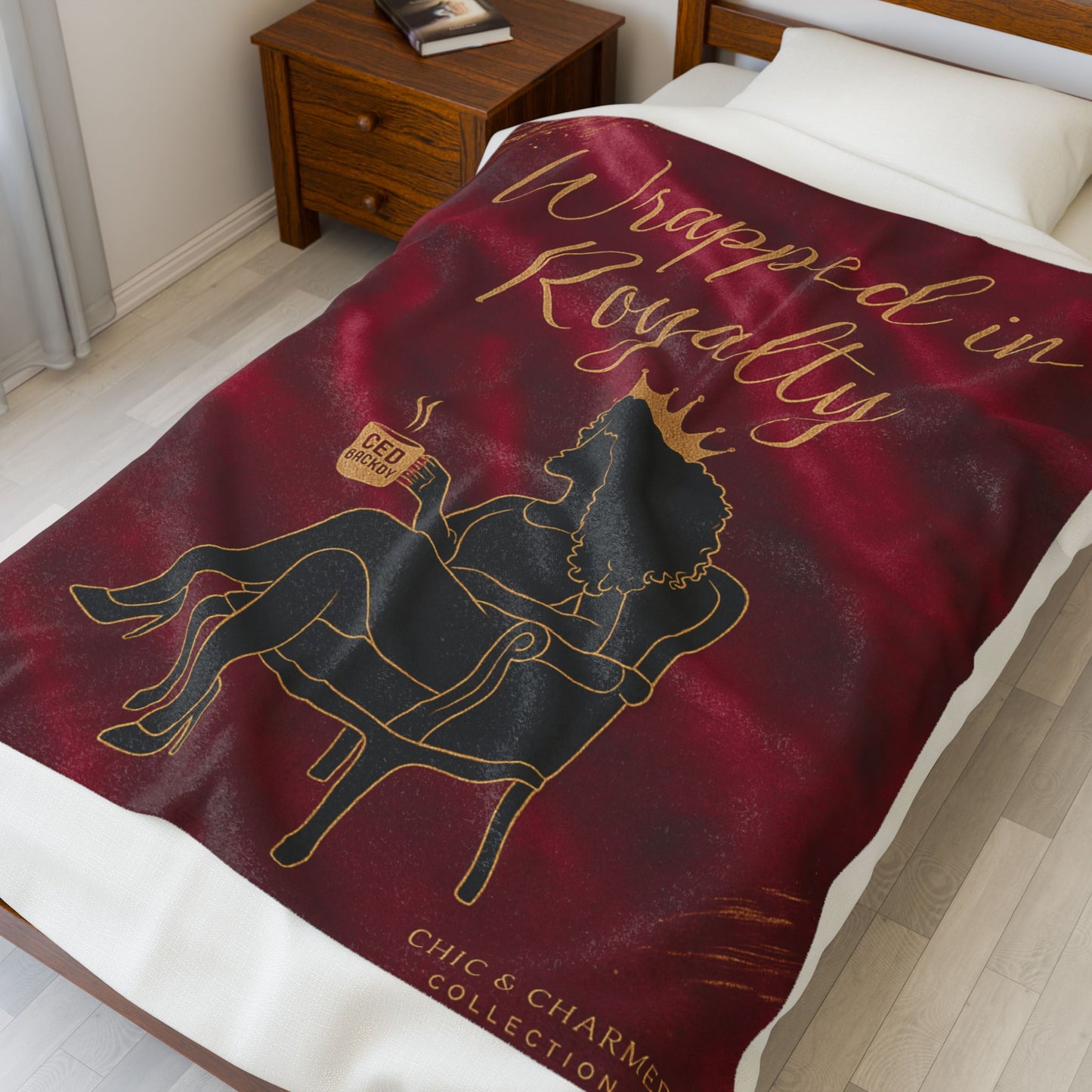 "Wrapped in Royalty" Velveteen Plush Blanket – Chic & Charmed Collection™