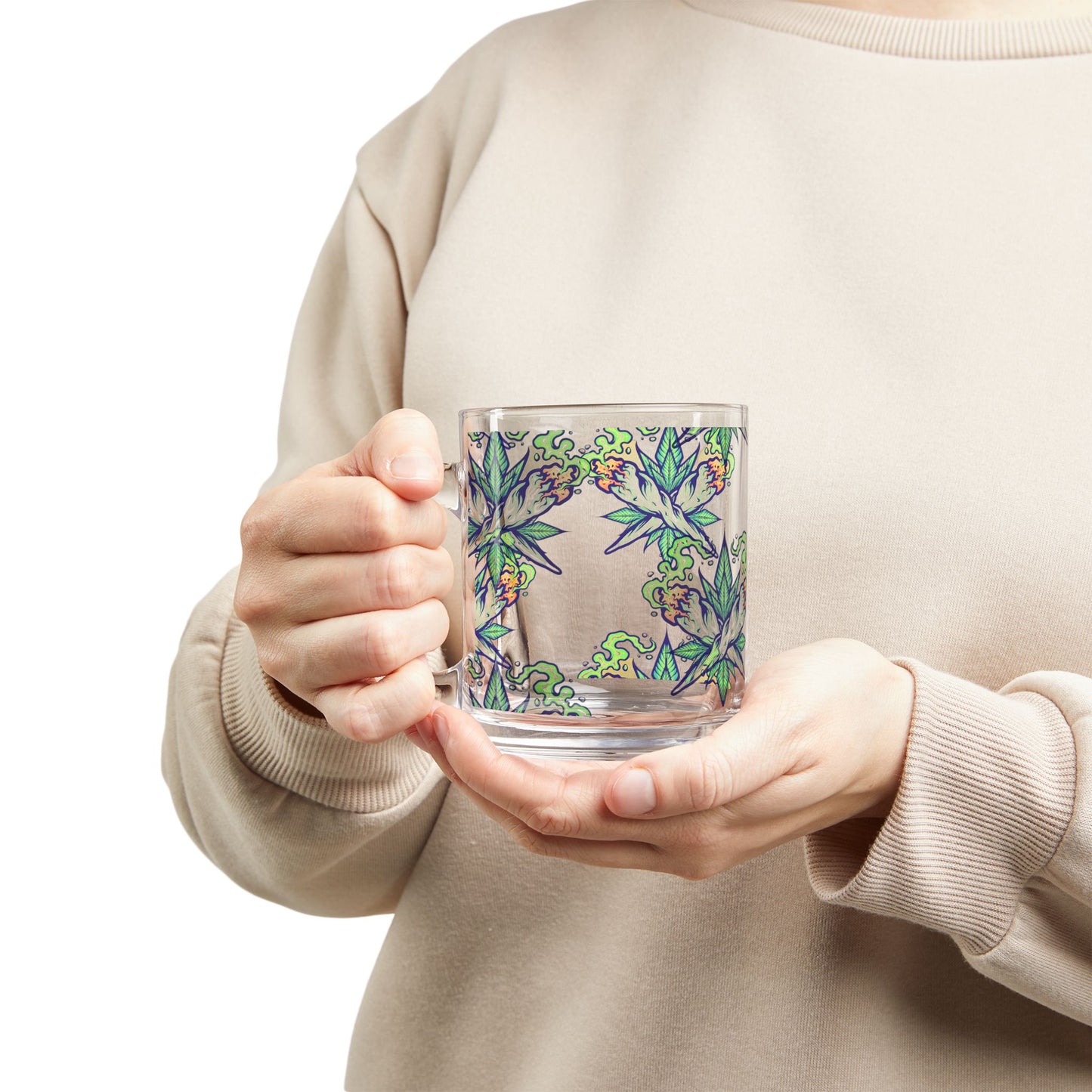 LuxePour Clear Glass Mug | Artistic Drinkware, Gift-Ready Coffee Cup, Fun & Functional Home Accent