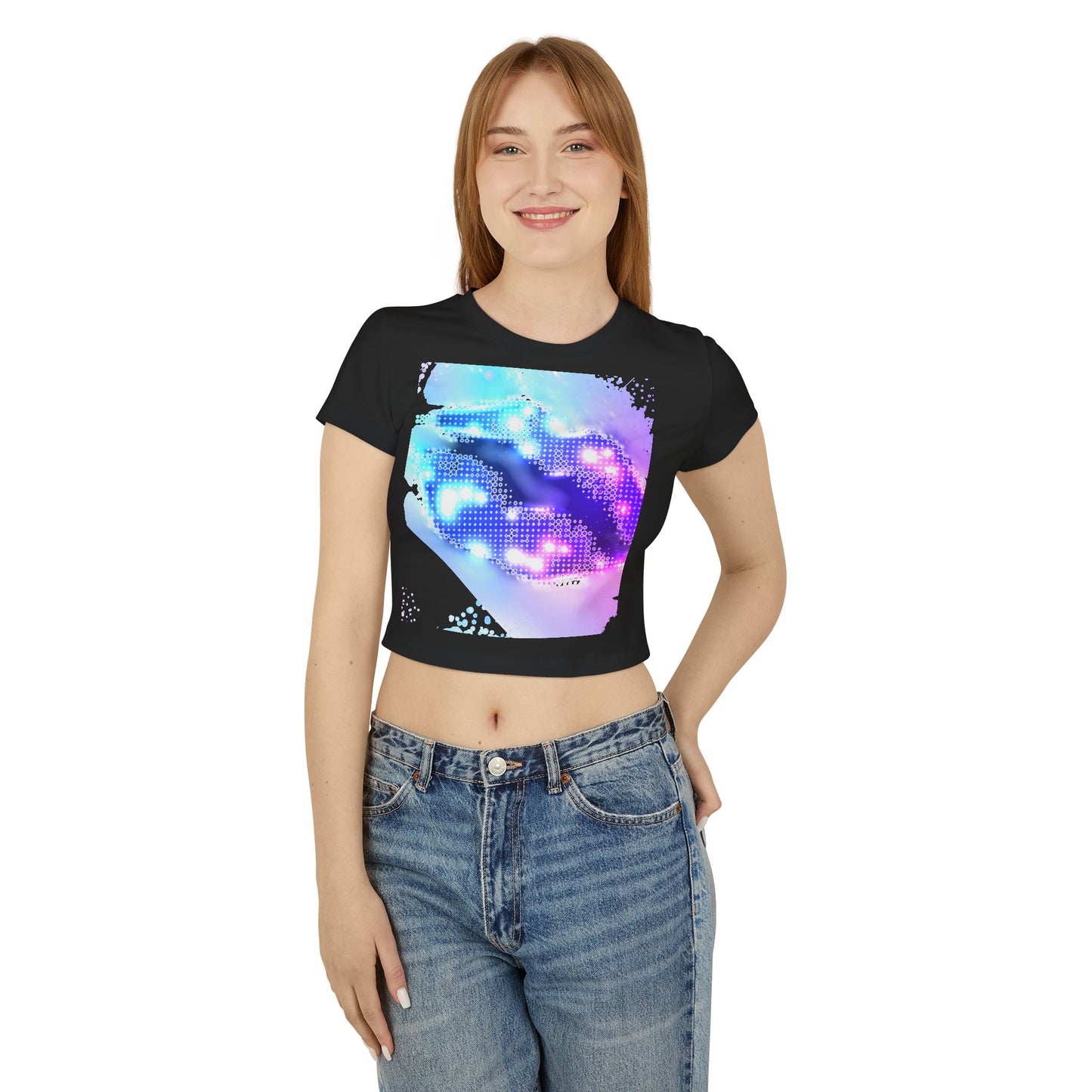 š Cosmic Lips Baby Tee Trendy Womenās Graphic Crop Top | Festival Wear, Summer Street Style & Bold Everyday Looks