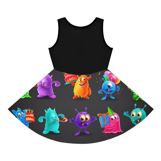 Whimsical Monster Print Girls' Sundress