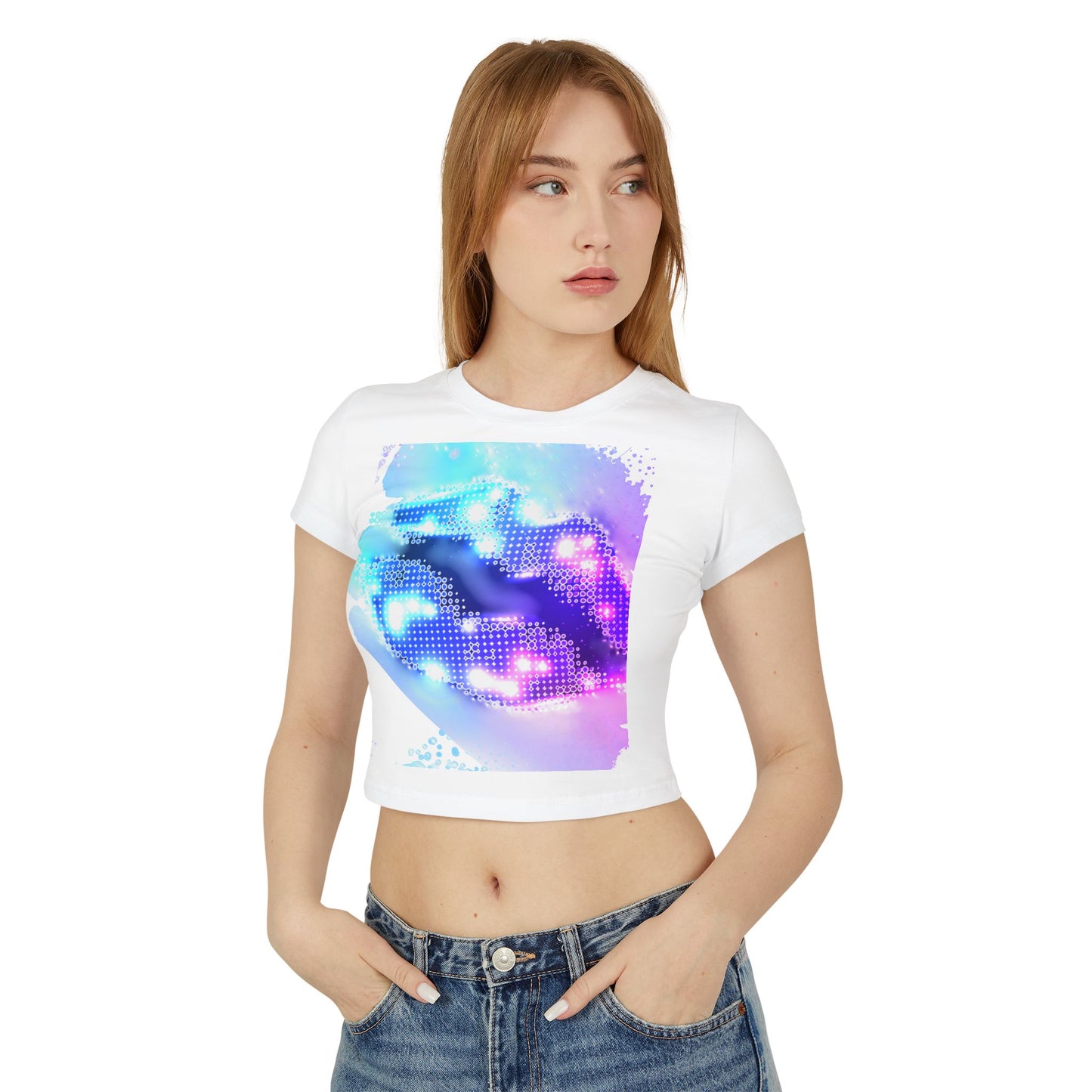 š Cosmic Lips Baby Tee Trendy Womenās Graphic Crop Top | Festival Wear, Summer Street Style & Bold Everyday Looks