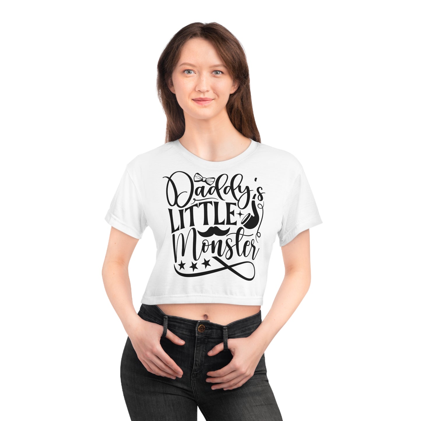 Daddy’s Little Monster Crop Tee | Bold Graphic Shirt for Trendsetters, Festival Fashion, Casual Streetwear, Unique Gift for Her