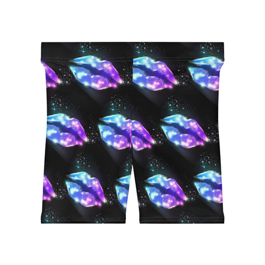 💋 Cosmic Lip Print Biker Shorts Bold & Stylish Women’s Athletic Shorts | Perfect for Festivals, Summer Days & Fierce Fashion Moments