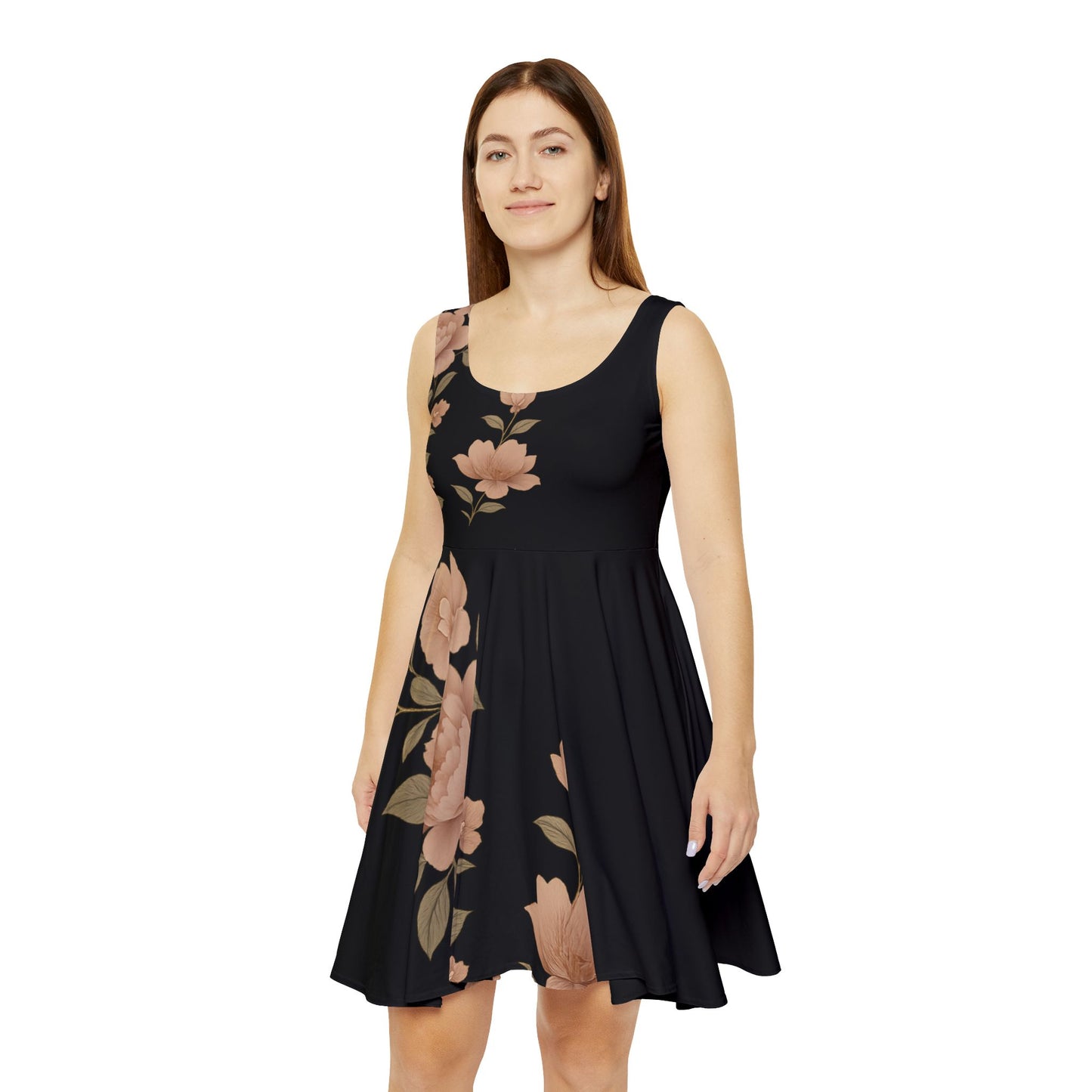 Serenity in Bloom – Elegant Floral Skater Dress for Weddings, Gifts, & Everyday Glam