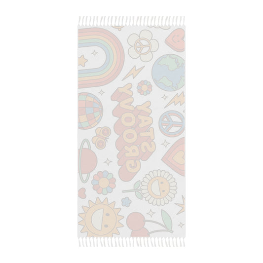 Groove & Glow Boho Beach Blanket | Retro Towel, Summer Throw, Festival Mat & Hippie Beach Vibe Accessory