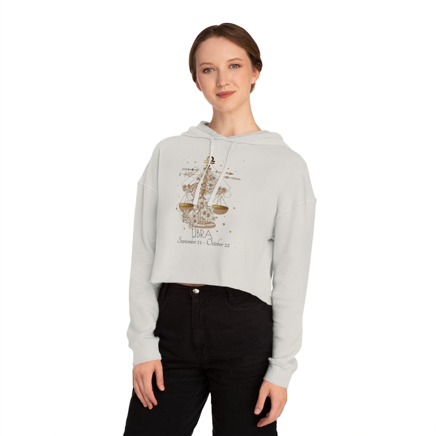 ✨ Libra Chic Cropped Hoodie with Festive Design | Women’s Casual Pullover | Holiday Gift | Cozy Sweatshirt | Seasonal Style 🎄