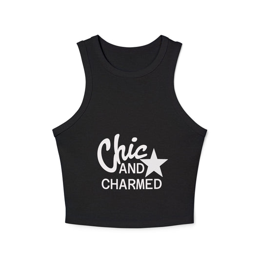 Chic & Charmed Women's Micro Rib Racer Tank – Sleek, Sporty, Stylish