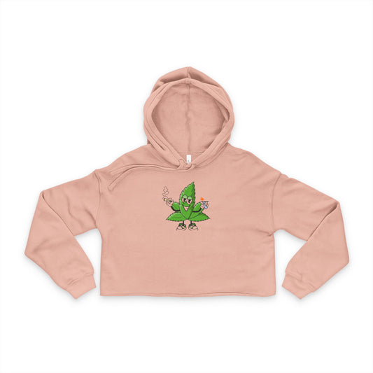 "High Vibes" Women’s Cropped Hoodie – Cannabis Leaf Edition
