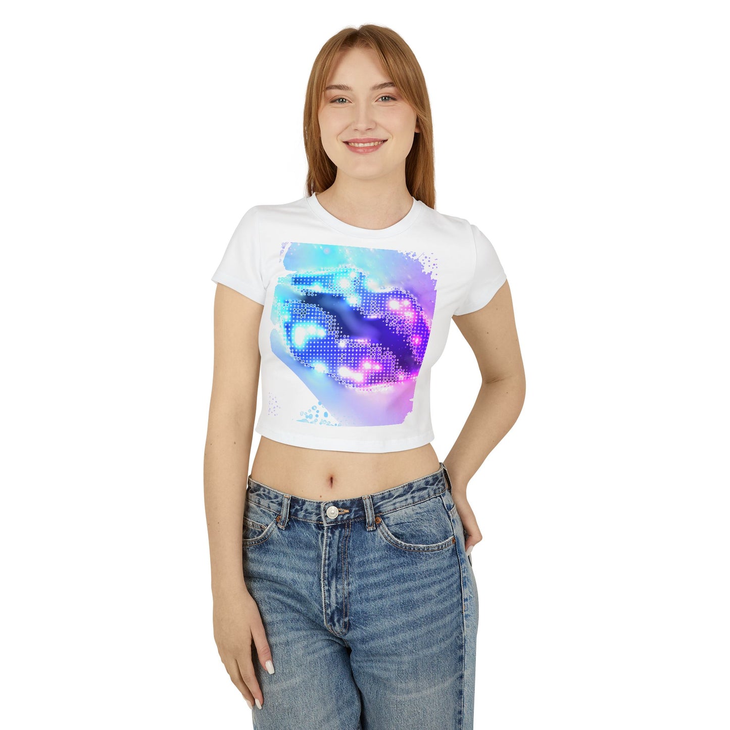 š Cosmic Lips Baby Tee Trendy Womenās Graphic Crop Top | Festival Wear, Summer Street Style & Bold Everyday Looks