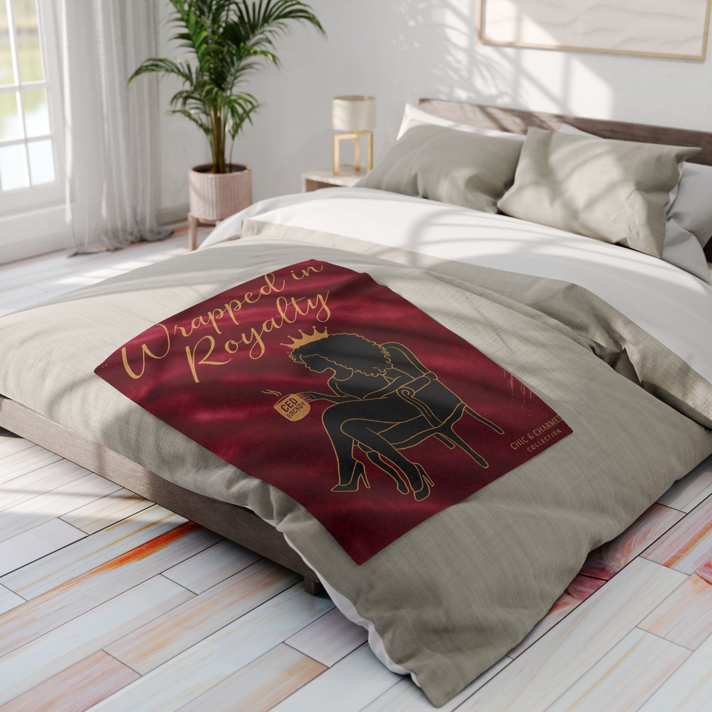 Wrapped in Royalty Fleece Blanket | Luxurious Self-Care Throw for Empowerment, Home Décor & Thoughtful Gifting