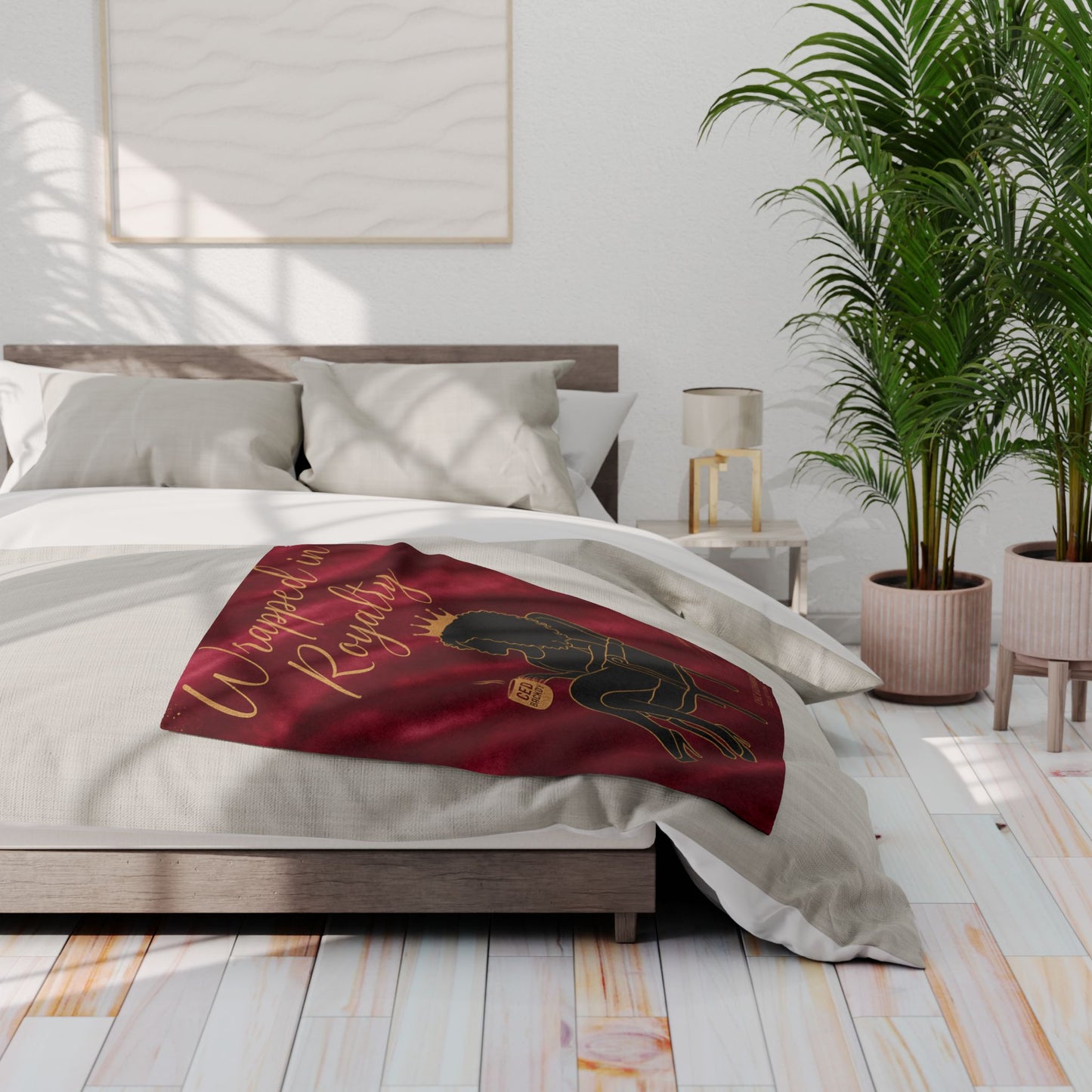 Wrapped in Royalty Fleece Blanket | Luxurious Self-Care Throw for Empowerment, Home Décor & Thoughtful Gifting