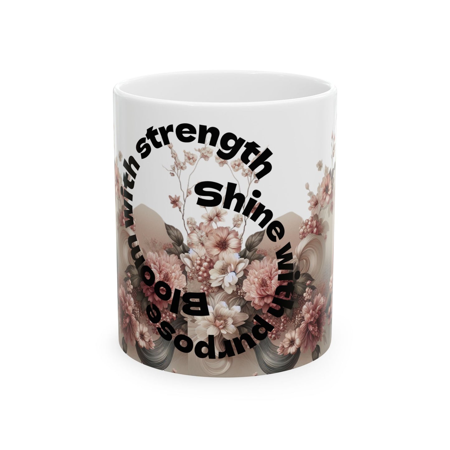 Graceful Blooms Ceramic Mug — Motivational Sip for Home & Office
