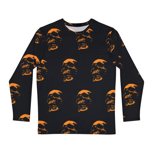 Men's Long Sleeve Skull Print Shirt | Edgy Halloween Loungewear, Gothic Casual Style, Unique Graphic Tee, Perfect Gift for Men