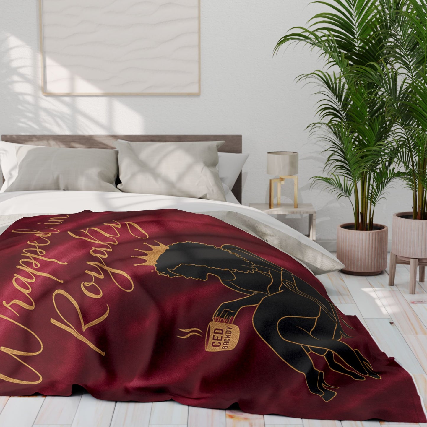 Wrapped in Royalty Fleece Blanket | Luxurious Self-Care Throw for Empowerment, Home Décor & Thoughtful Gifting