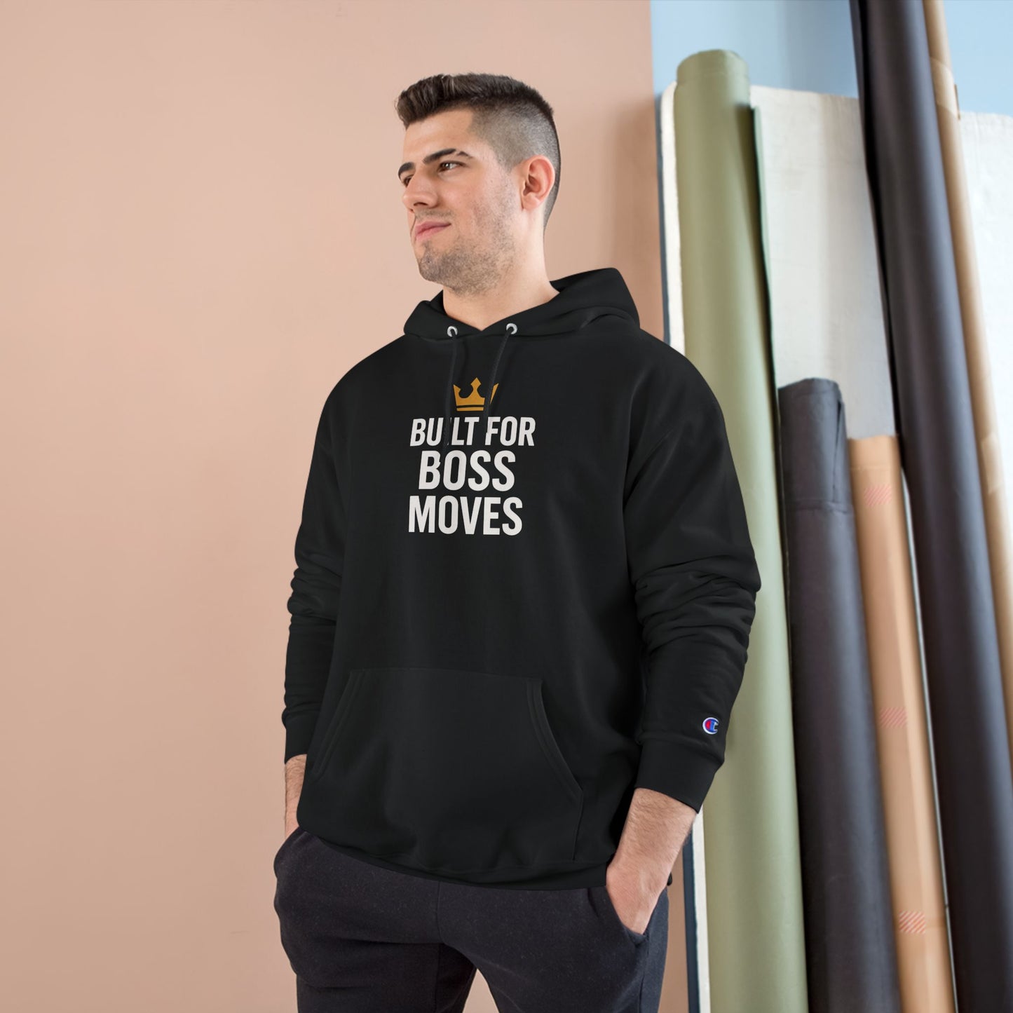 Champion Hoodie – "Built for Boss Moves" Motivational Sweatshirt | Inspirational Gift | Workout Hoodie | Casual Fashion Statement