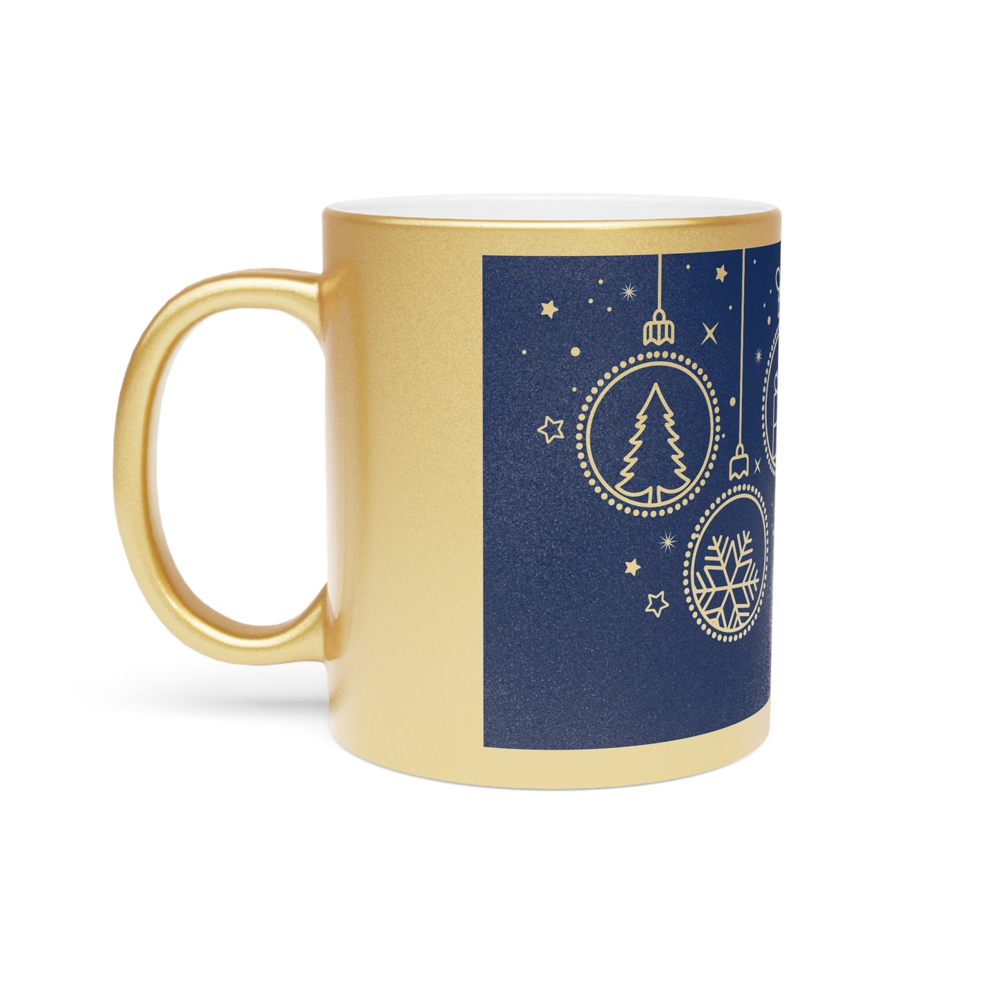 Cheers & Cheer Metallic Holiday Cup | Gold or Silver Ceramic Mug, Festive Christmas Ornament Design, Elegant Cocoa & Coffee Drinkware
