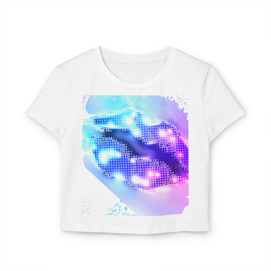 💋 Cosmic Lips Baby Tee Trendy Women’s Graphic Crop Top | Festival Wear, Summer Street Style & Bold Everyday Looks