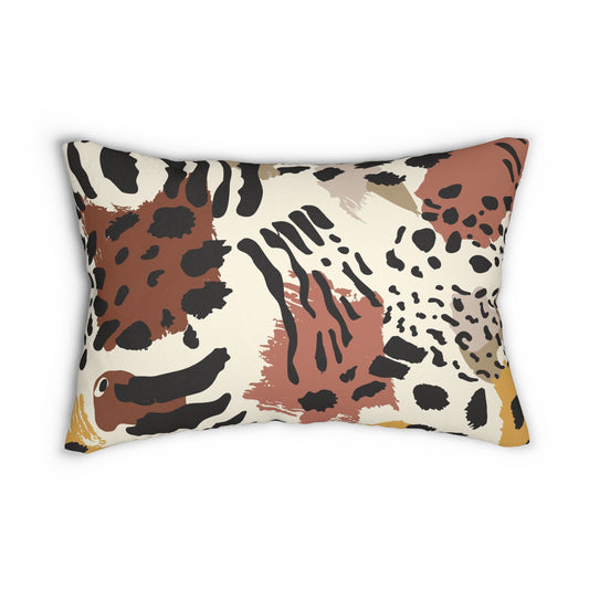 WildMuse Lumbar Pillow | Boho Animal Print Sofa Cushion, Decorative Accent for Home, Gift for Design Lovers