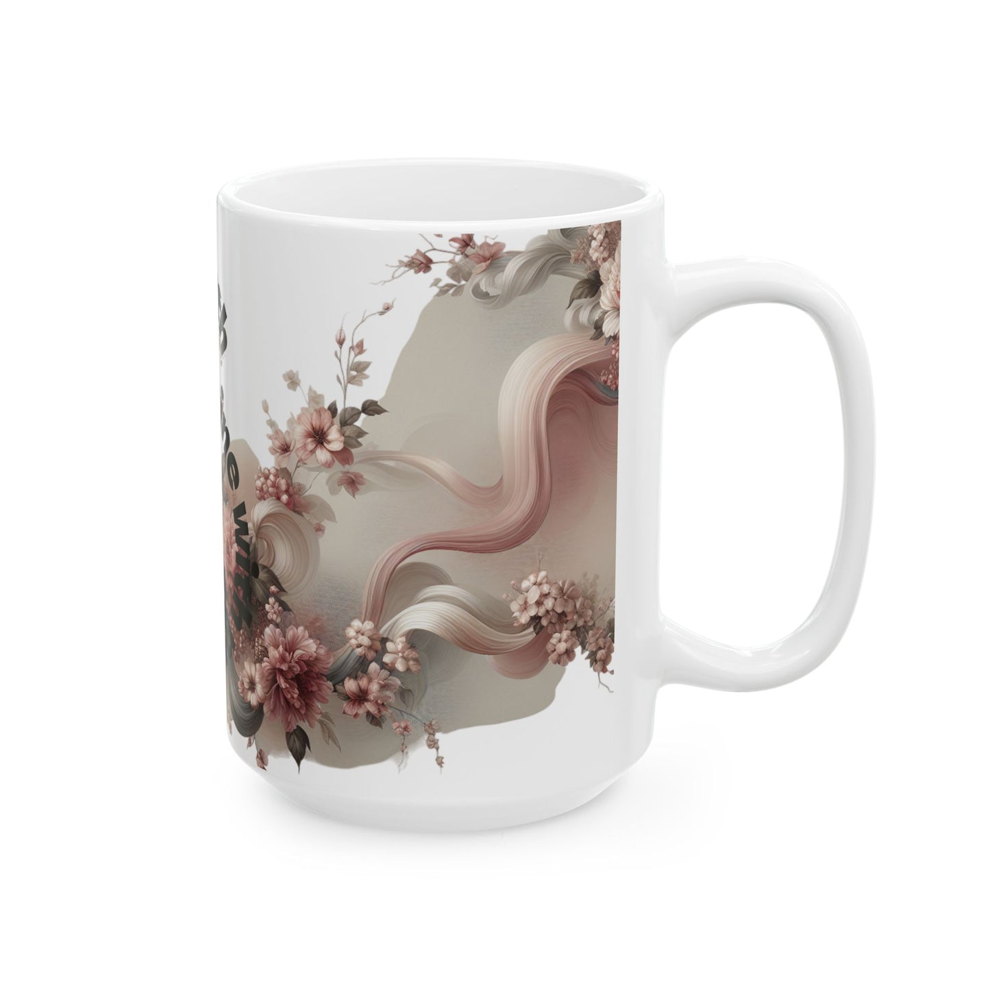 Graceful Blooms Ceramic Mug — Motivational Sip for Home & Office