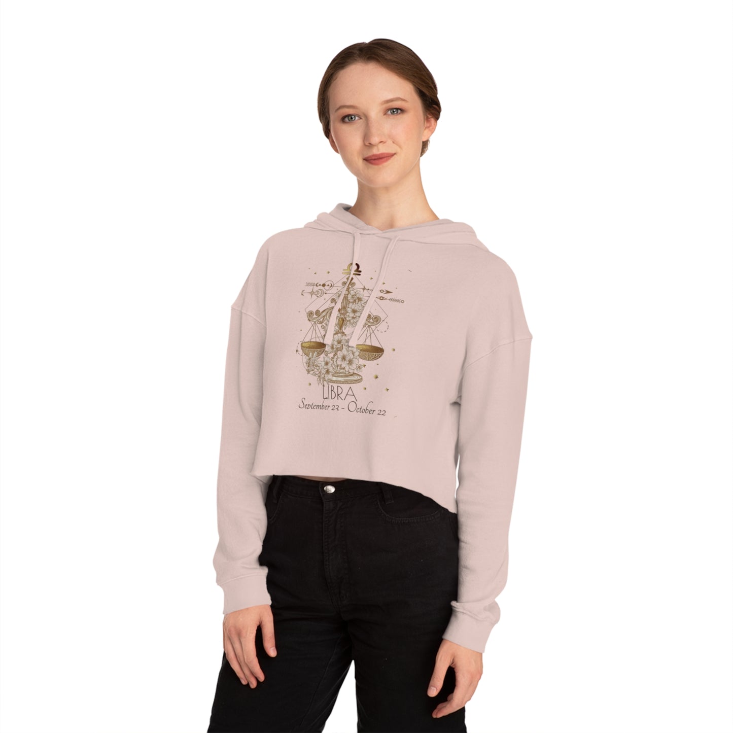 ✨ Libra Chic Cropped Hoodie with Festive Design | Women’s Casual Pullover | Holiday Gift | Cozy Sweatshirt | Seasonal Style 🎄