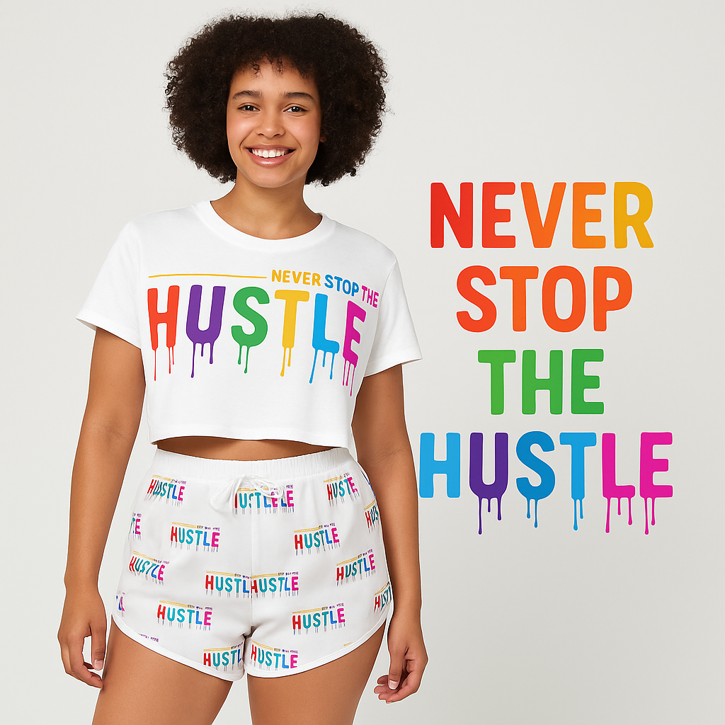 Never Stop the Hustle Crop Tee & Relaxed Short Set
