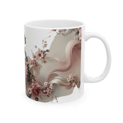 Graceful Blooms Ceramic Mug — Motivational Sip for Home & Office