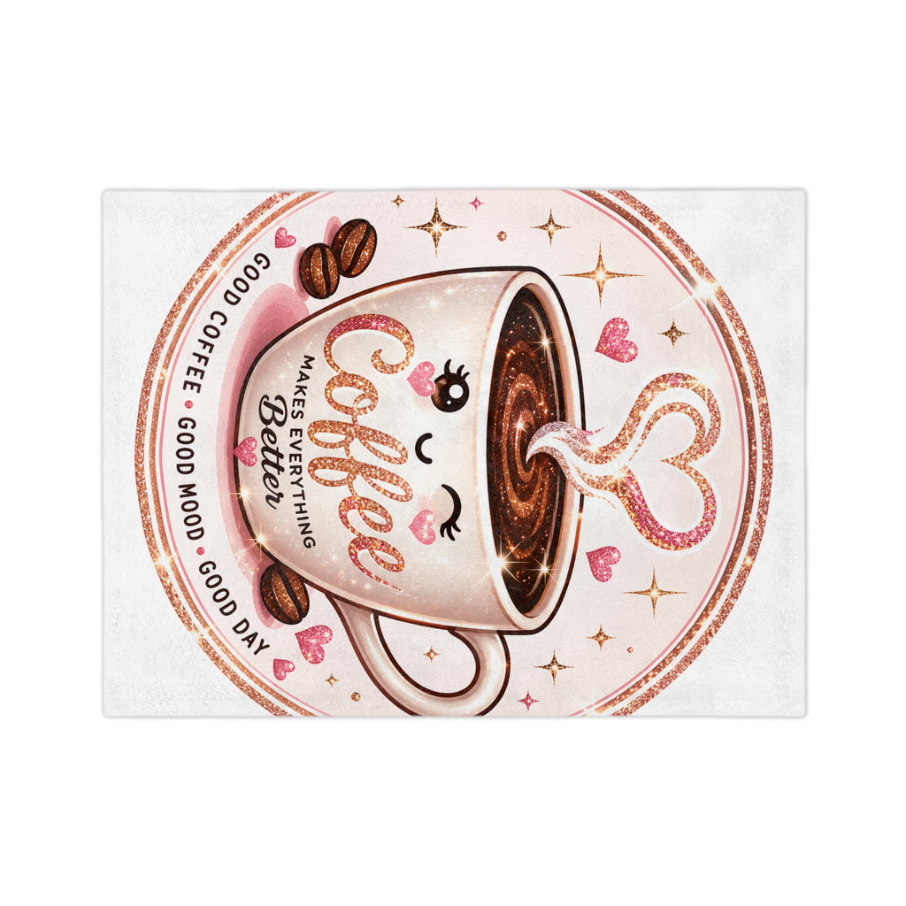 Cozy Coffee Lover Velveteen Blanket — Soft Plush Throw for Relaxing Days