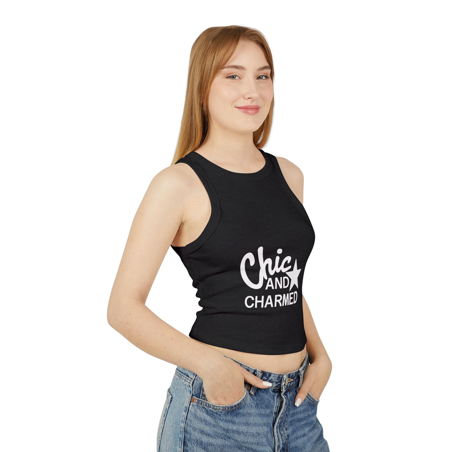 Chic & Charmed Women's Micro Rib Racer Tank – Sleek, Sporty, Stylish