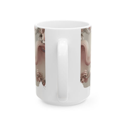 Graceful Blooms Ceramic Mug — Motivational Sip for Home & Office
