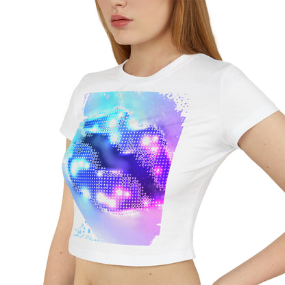 💋 Cosmic Lips Baby Tee Trendy Women’s Graphic Crop Top | Festival Wear, Summer Street Style & Bold Everyday Looks