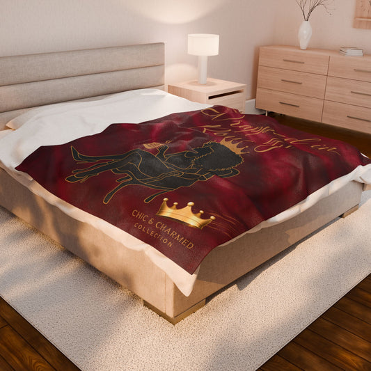 "Wrapped in Royalty" Velveteen Plush Blanket – Chic & Charmed Collection™