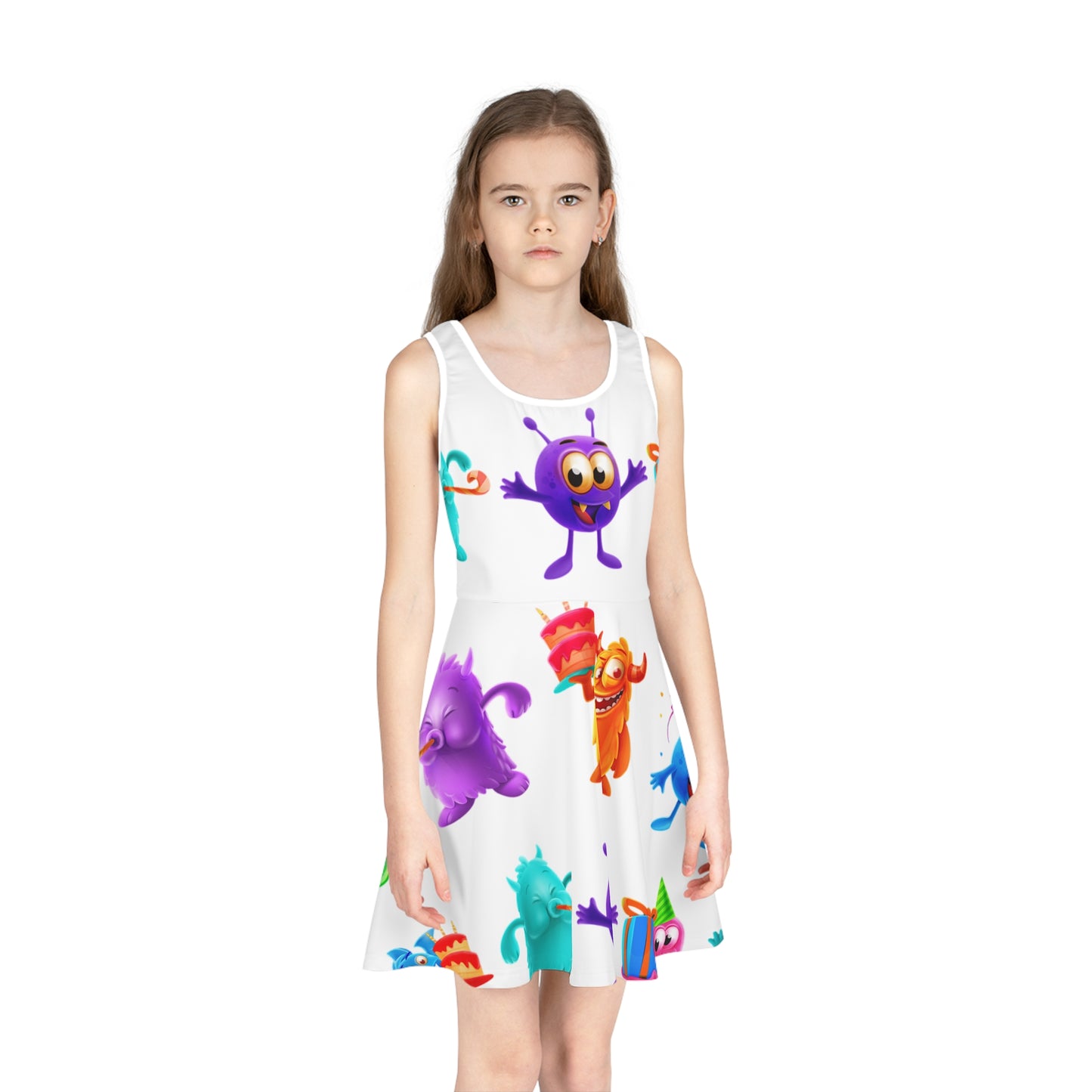 Colorful Monster Print Girls' Sundress | Fun, Whimsical, and Perfect for Summer Adventures