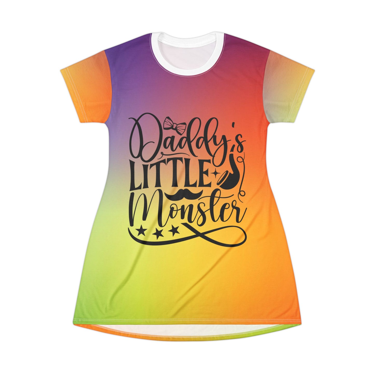 Daddy's Little Monster T-Shirt Dress | Fun Summer Outfit , Vibrant Daily Wear, Unique Birthday Gift