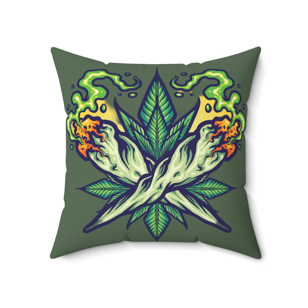 Cannabis Leaf Throw Pillow — Bold Graphic Decorative Cushion