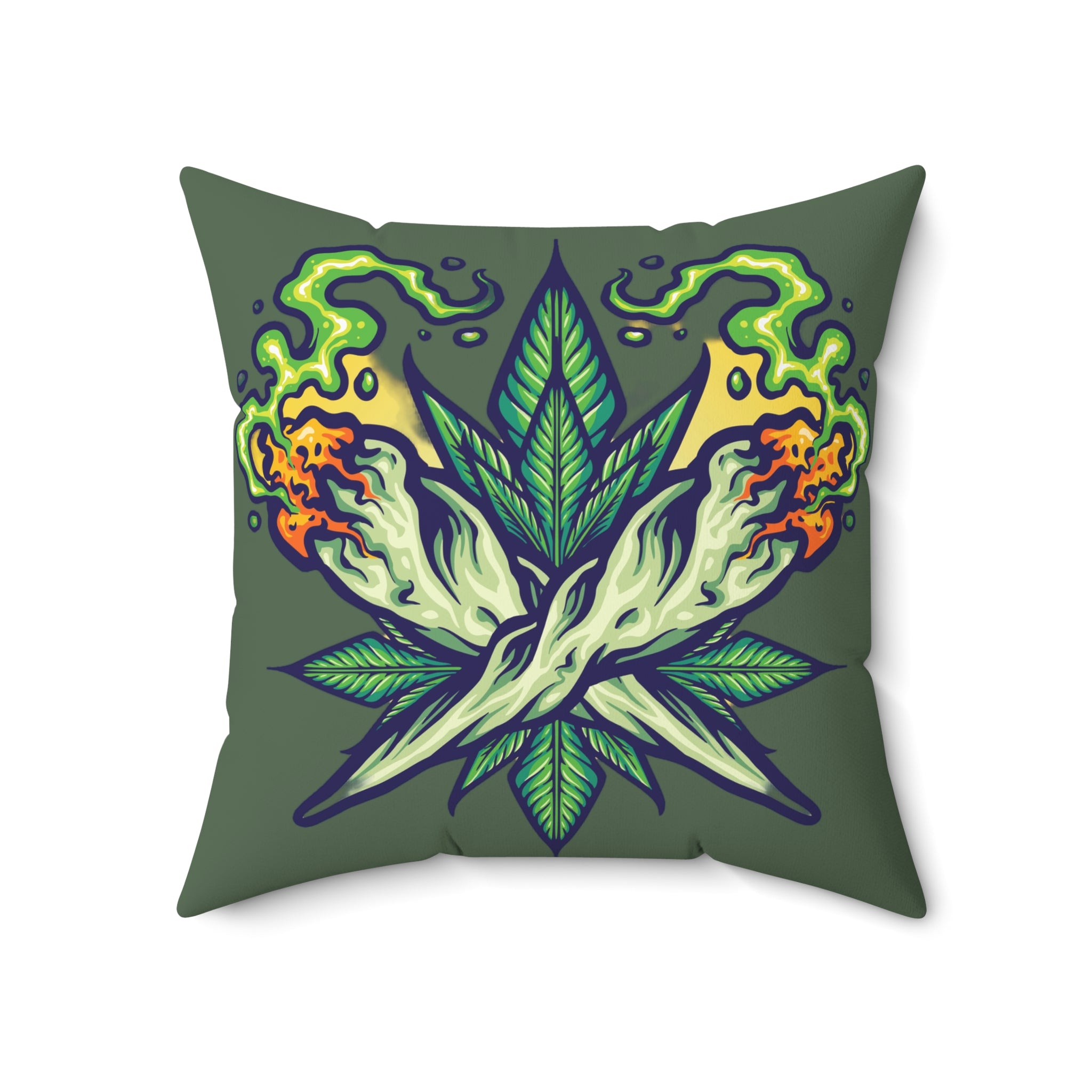 Cannabis Leaf Throw Pillow — Bold Graphic Decorative Cushion