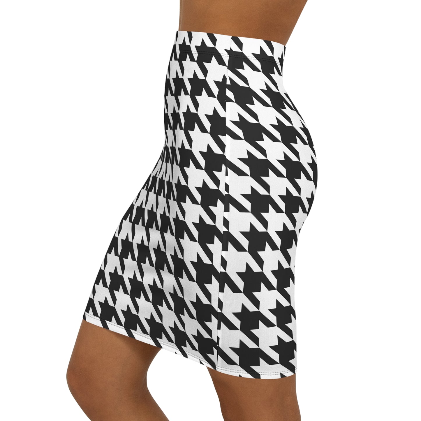 Bold Elegance: Women’s Houndstooth Pencil Skirt for Work & Play