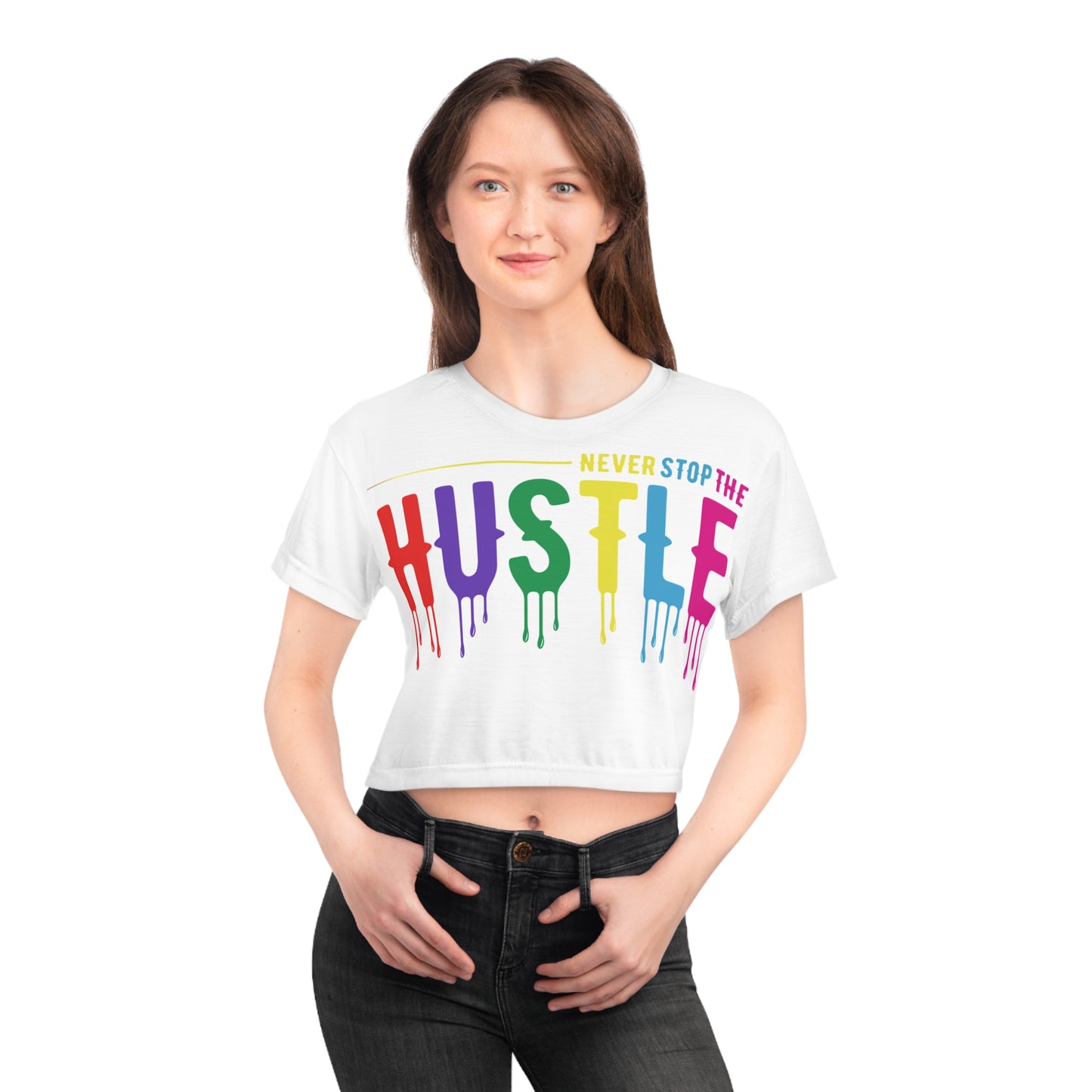 Colorful Hustle Crop Tee