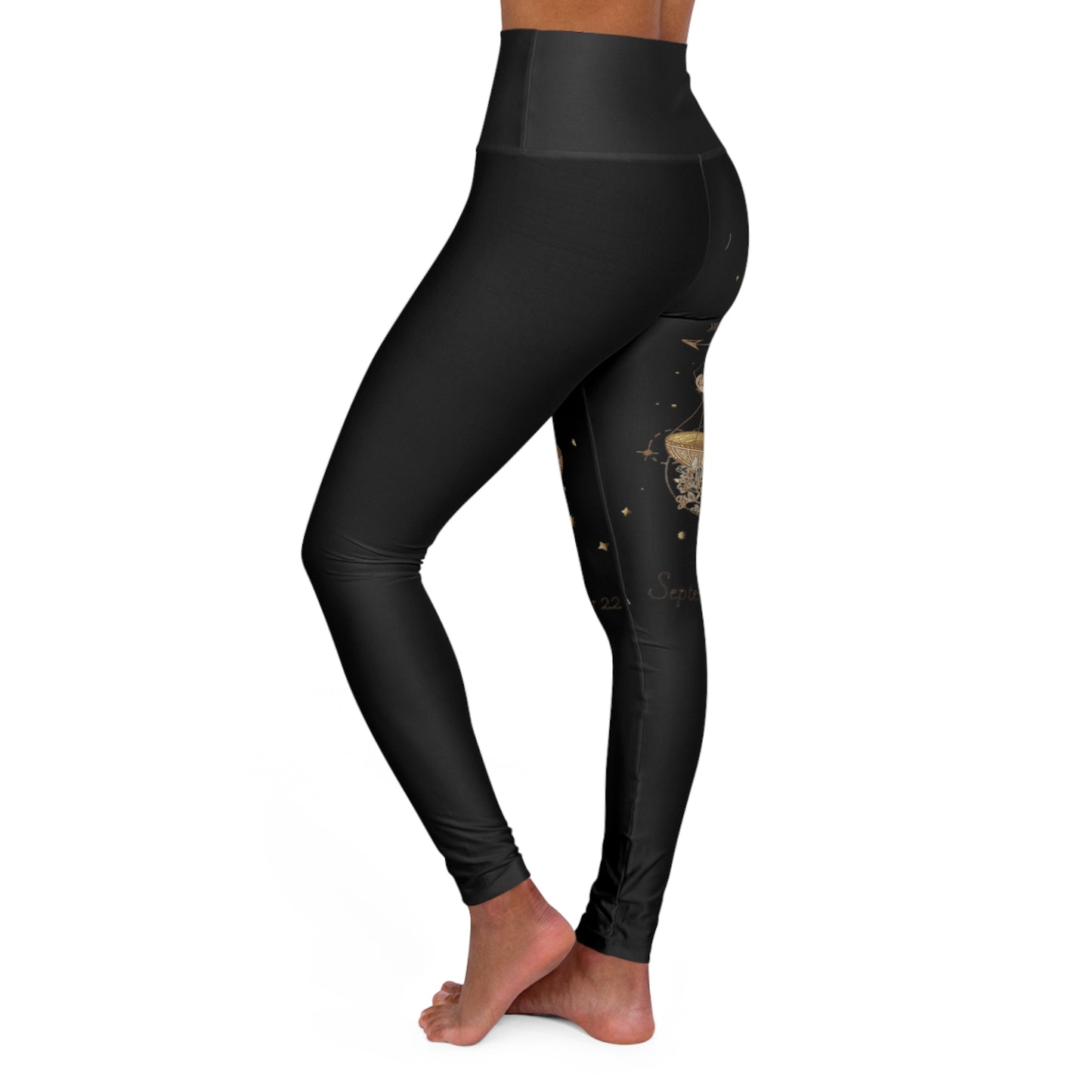 🌙 High Waisted Yoga Leggings with Celestial Design | Comfortable Activewear for Fitness, Yoga, or Leisure | Libra (Black) ⚖️