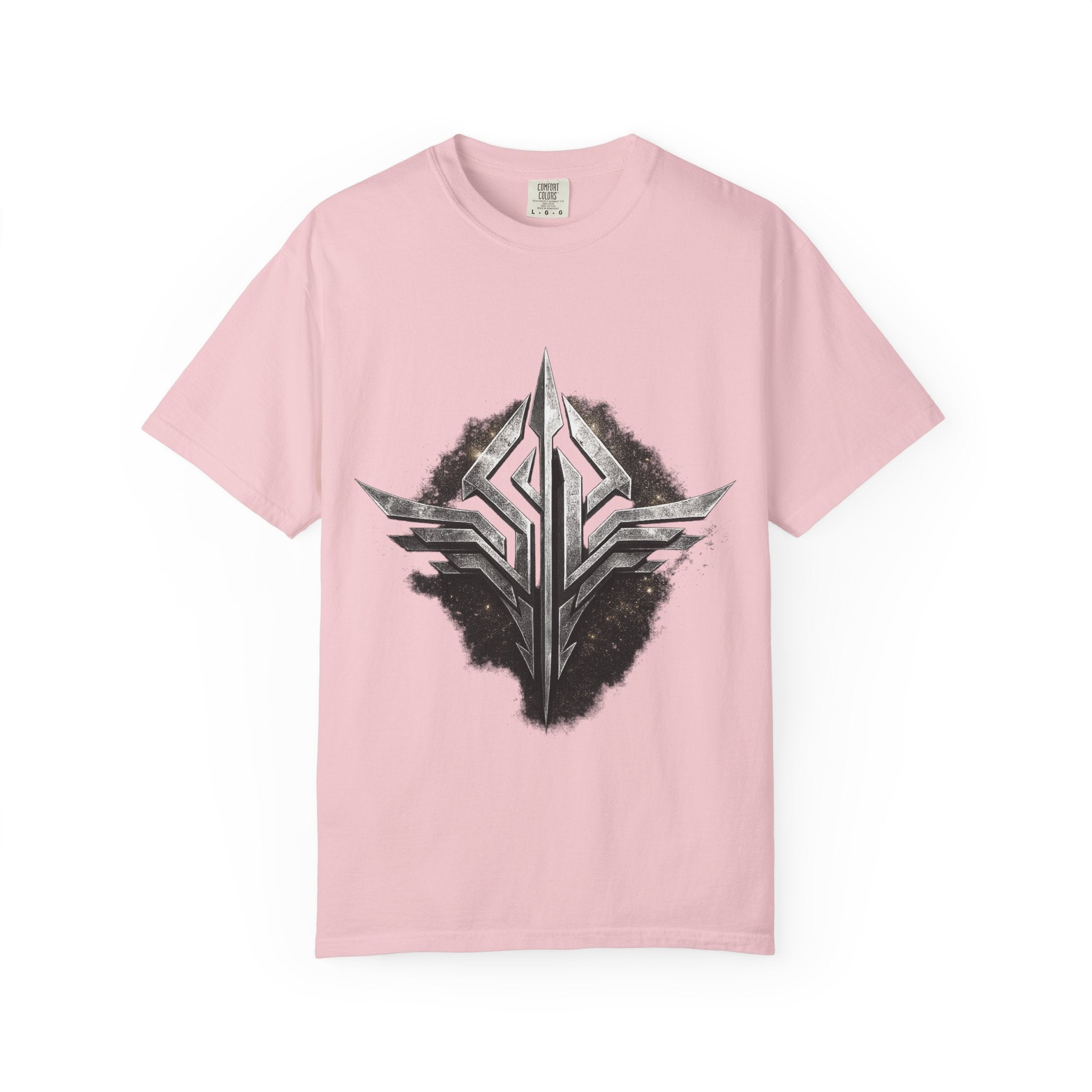 Futuristic Metal Emblem Graphic T‑Shirt