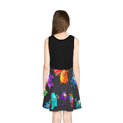 Whimsical Monster Print Girls' Sundress