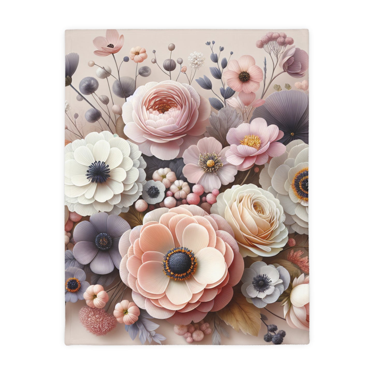 Floral Velveteen Blanket – Soft Microfiber Throw for Elegant Home Décor and Thoughtful Gifting